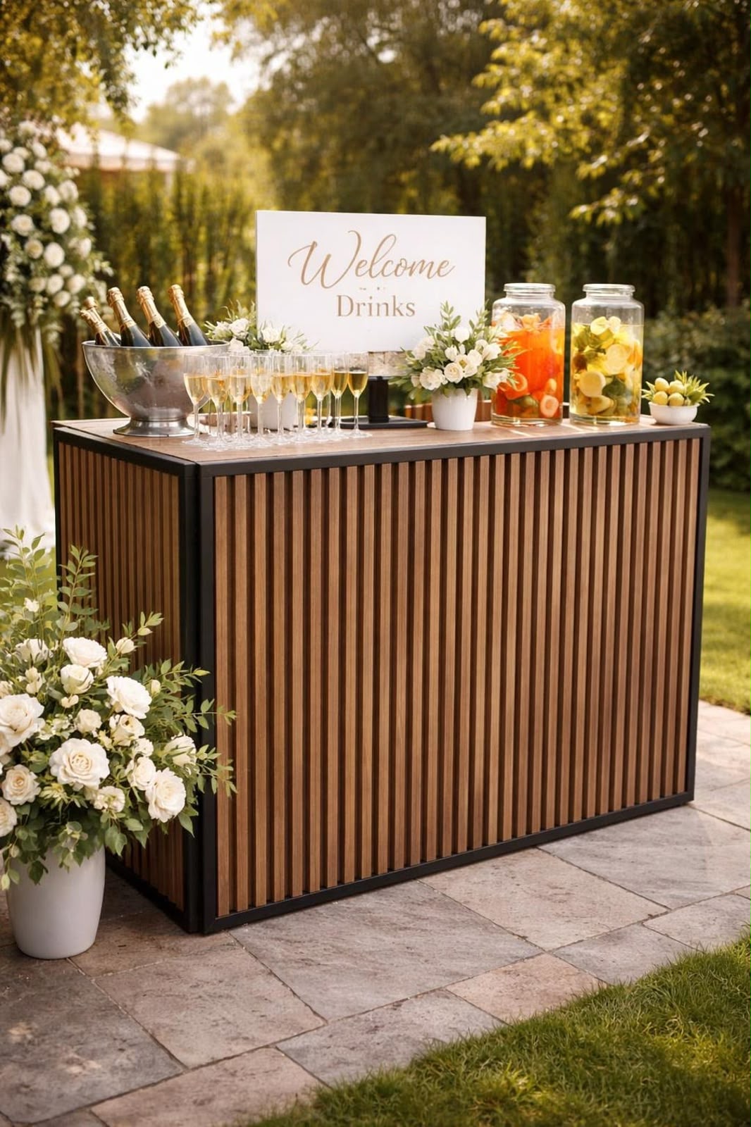 Welcome drinks bar with champagne and infused drinks